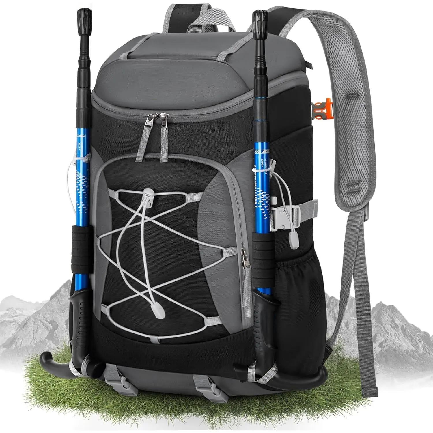 Foldable Hiking Backpack  Women Men Packable Camping Backpack 40L Waterproof Hiking Daypack Bag Lightweight Collapsible Daypack  Travel Trekking Mountaineering Large Capacity Black