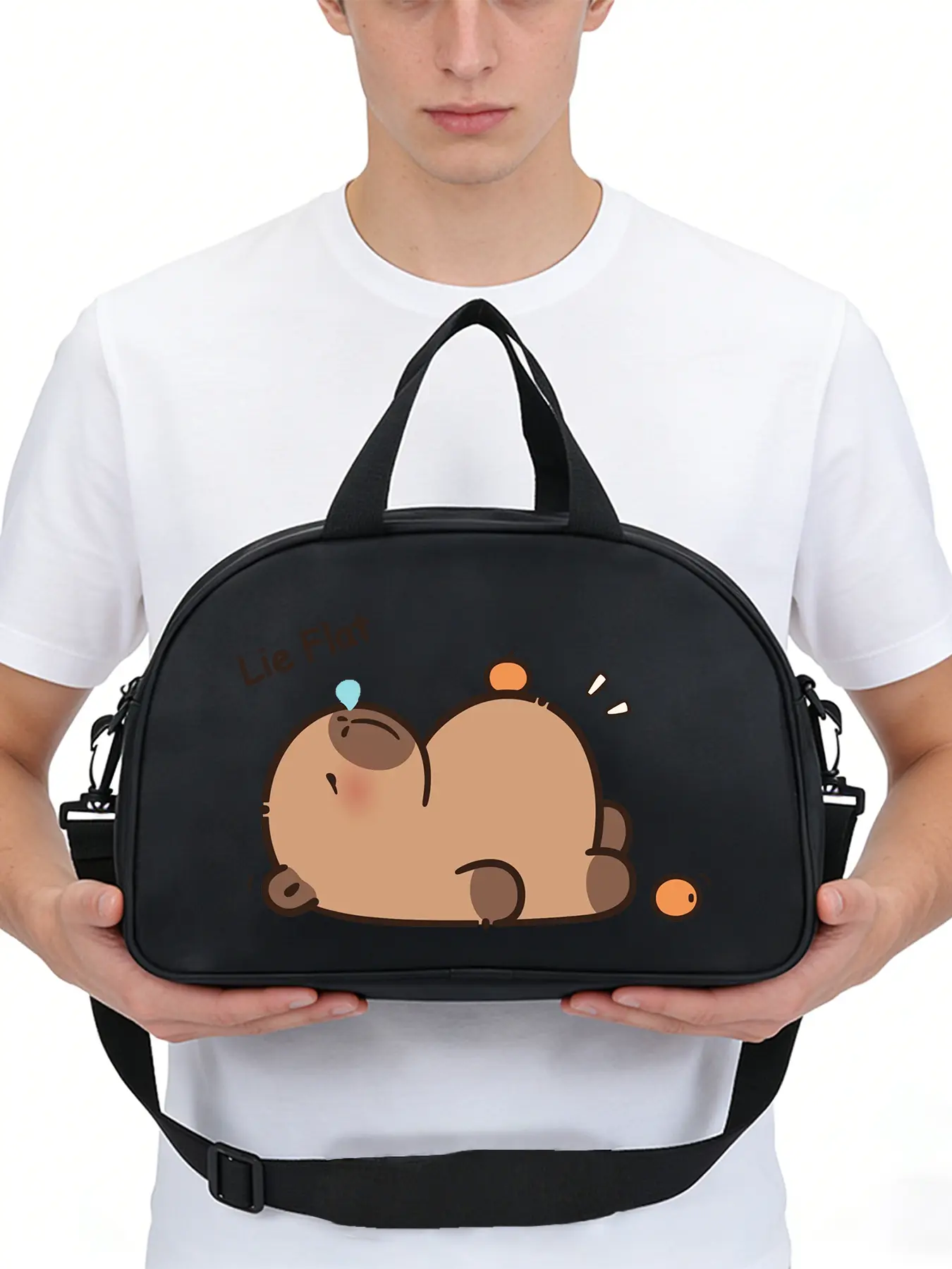 Capybara "Lay Flat" Pattern Multi-functional crossbody bag, shoulder bag for daily sports,yoga and dance bag, travel accessory, convertible crossbody and hand-held design, casual style, perfect gift.