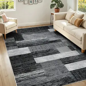 Large Area Rugs,Modern Geometric Patchwork Floor Decor for Bedroom Aesthetic Carpet, Rockwood Collection, Indoor Rugs for Living Room, Dining Room, Nursery, Office, Machine Washable Rug