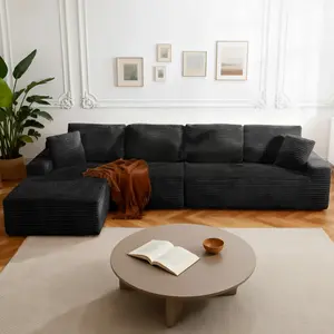 Aobtkel®142" Cloud Modular Boneless Couch, Left Facing L-Shaped Chaise Sectional Sofa - No Assembly Required