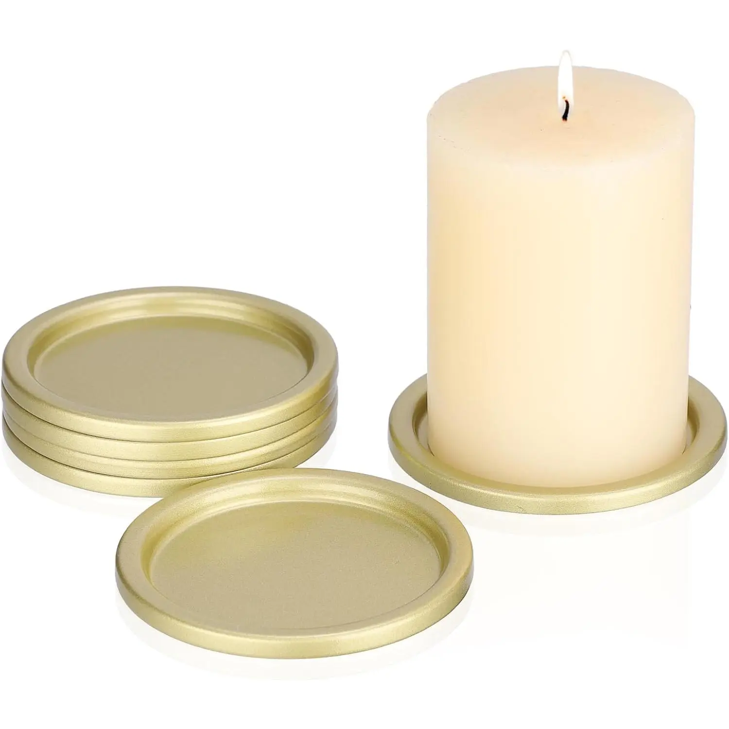 3 count Iron Candle Holders for Pillar Candles, 3" Metal Candle Plates