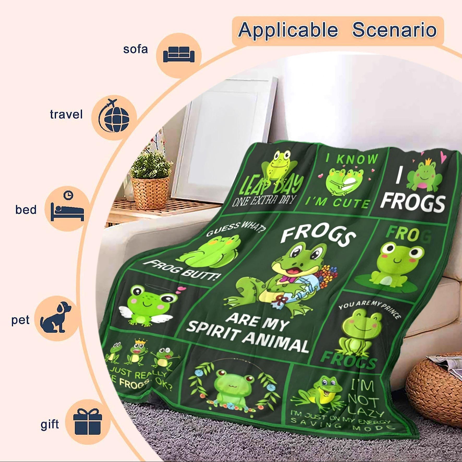 Frog Pattern Blanket, 1 Count Soft Throw Blanket, Air-conditioned Room Blanket, Warm Nap Blanket for Home Office Travel Camping, Cozy Blanket