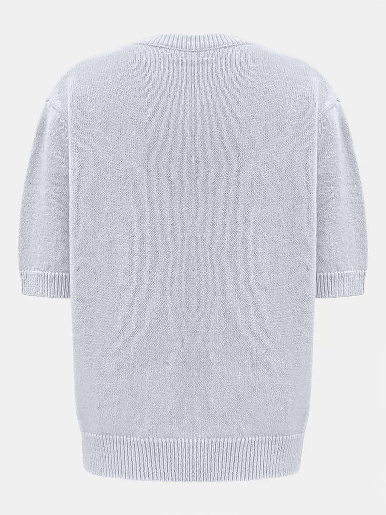 Women's Lemon Embroidery Sweater Cardigan, Casual Short Sleeve Knitwear for Daily Wear, Ladies Knitting Clothes for All Seasons, Tops