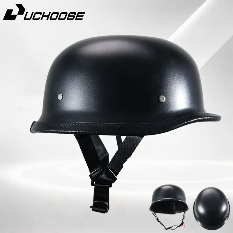 Matte German Style Motorcycle Half Helmet, Lightweight Vintage Biker Beanie, Ideal for Harley Cruiser, Stylish and Comfortable