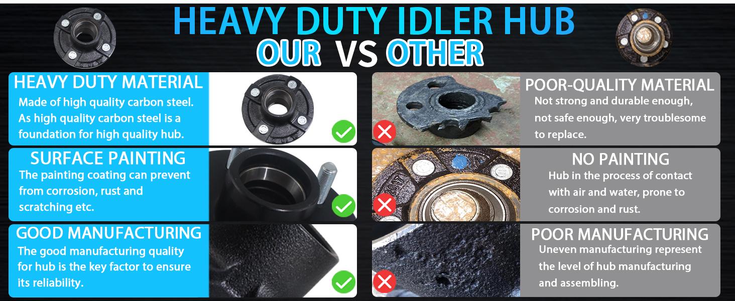 STANDARD GOODS 2 Sets Trailer Hub Kit 4 Bolt 4, Trailer Axle Kit for 2000 lb 4 Lug Trailer Hub Fits 1" and 1-1/16" Spindle with Extra Dust Cap and Rubber Plug