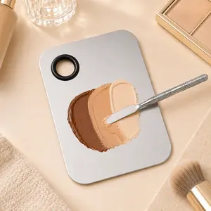 Makeup Palette & Spatula Set, 2 Counts Professional Foundation Mixing Palette, Stainless Steel Cosmetic Tool for Women Girls,Gothic,rosa
