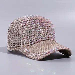Bling Rhinestone Baseball Cap for Women, Sparkly Crystal Mesh Hat, Adjustable Breathable Sun Protection Cap, Lightweight Summer Travel Hat for Beach Vacation, Outdoor Sports, Hiking & Festival Wear