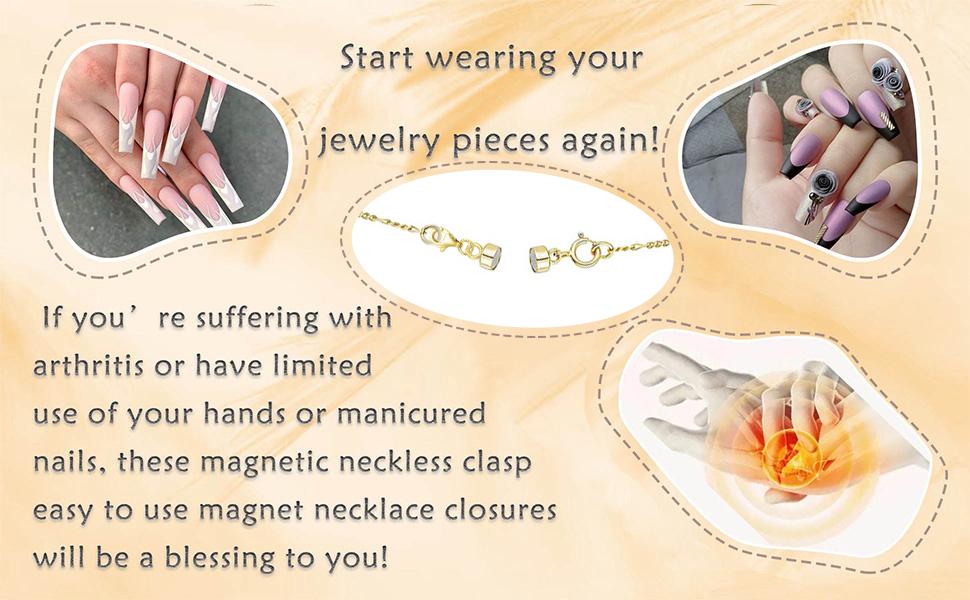 Magnetic Necklace Clasp with Lobster Clasp 18K Gold and Silver Magnetic Jewelry Clasps for Necklaces Extender Bracelet Clasps and Closures
