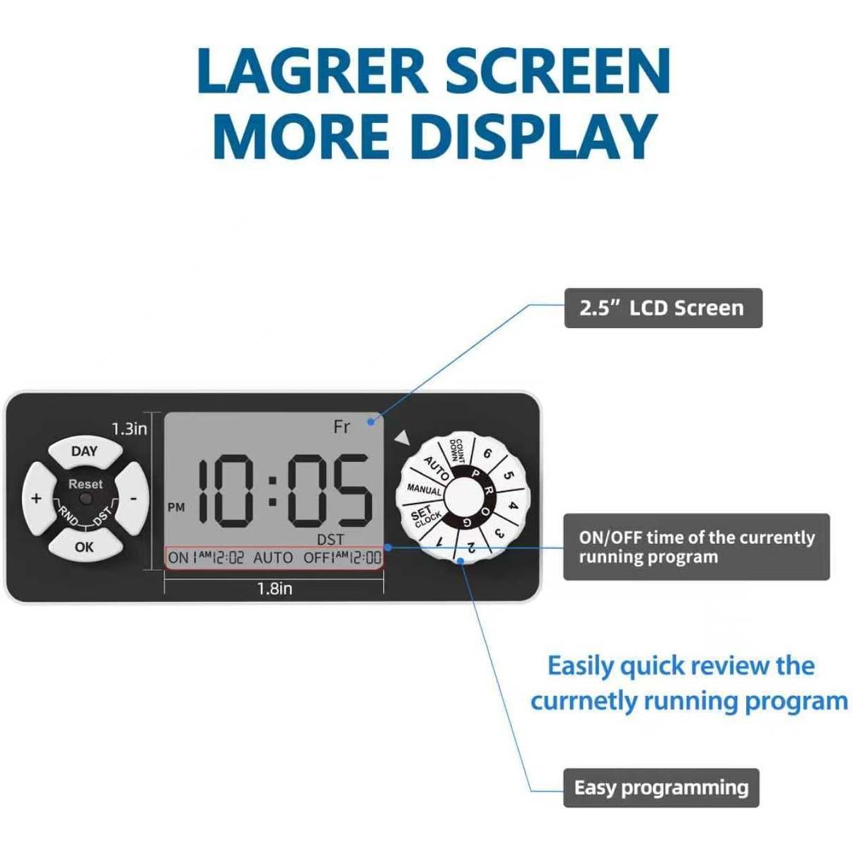 Digital Timer Outlet, Dial Programmable Method, Indoor Plug in Light Timer, 2 Polarized Electrical Outlets for Lamps, 6 Sets of Programs, 15A/1875W
