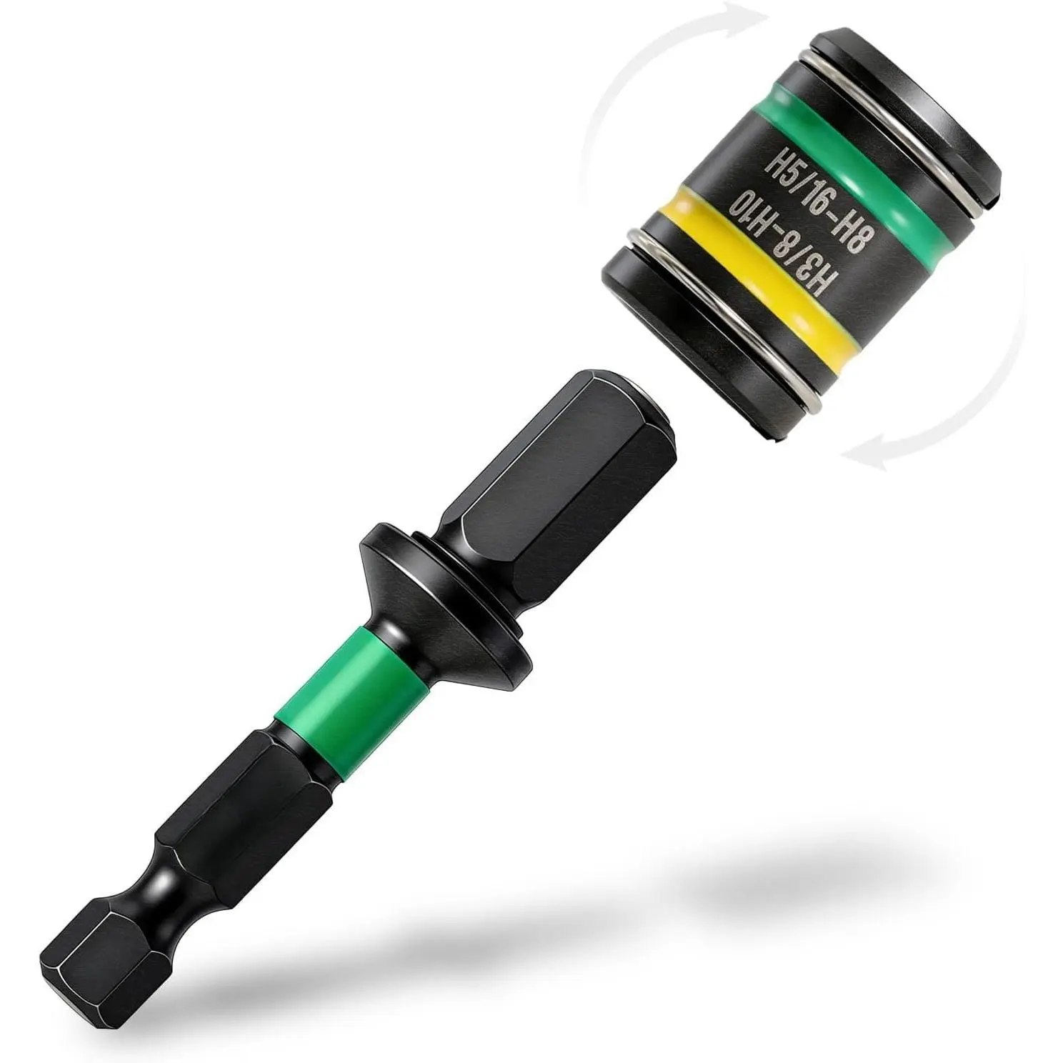 Easy Cleaning Reversible 4-in-1 Double-Ended Nut Driver - Taiwanese S2, 1/4"-Hex Shank, 5/16 & 3/8 Sizes, H8-H10 Bits, Spring Clip, for Stainless Self-Tapping Screws, HVAC & Metal Roofs