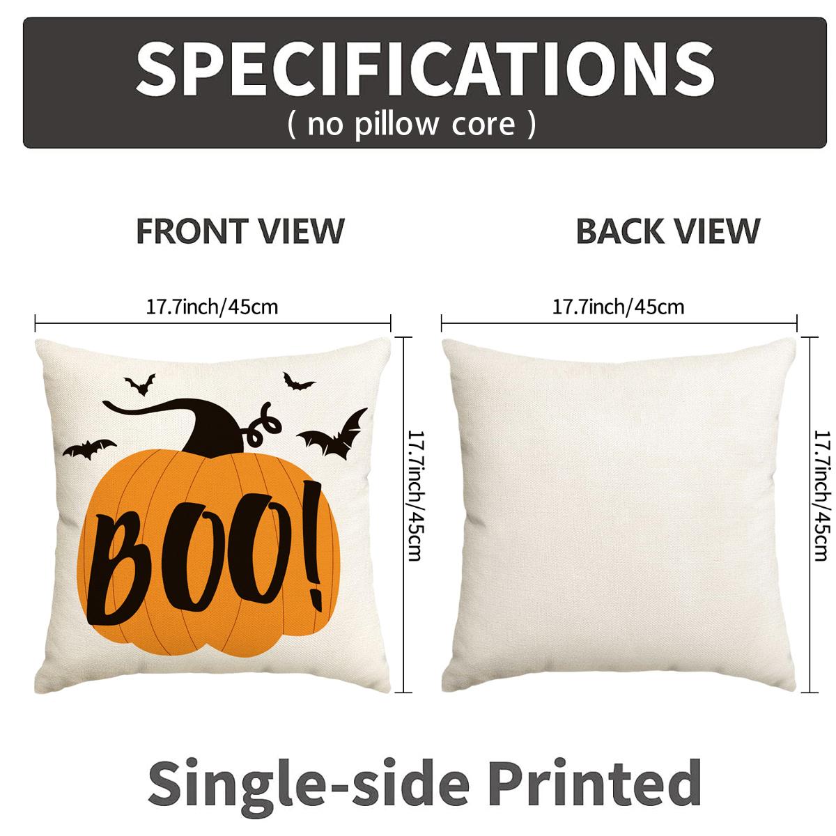 Halloween Themed Pillow Cover, 4 Counts/set Pumpkin & Cat & Skull Pattern Cushion Cover without Filler, Halloween Decoration, Decorative Pillow Cover for Home Sofa Bed