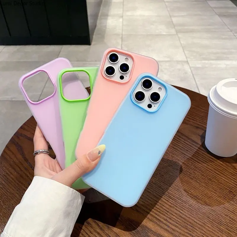 Macaron Matte Jelly Phone Case - Solid Color Soft Protective Cover for 15 and 16 Series Phones, Daily Carry and Simple Style