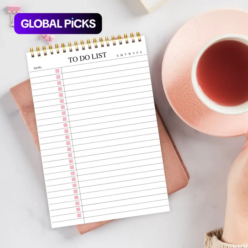 Spiral-Bound To-Do List Notepad, Daily & Hourly Task Planner, Productivity Planner, Day Planner, Weeks Planner, Tear-Off Weekly Planning Pad for Office, Home and School #GLOBAL PICKS