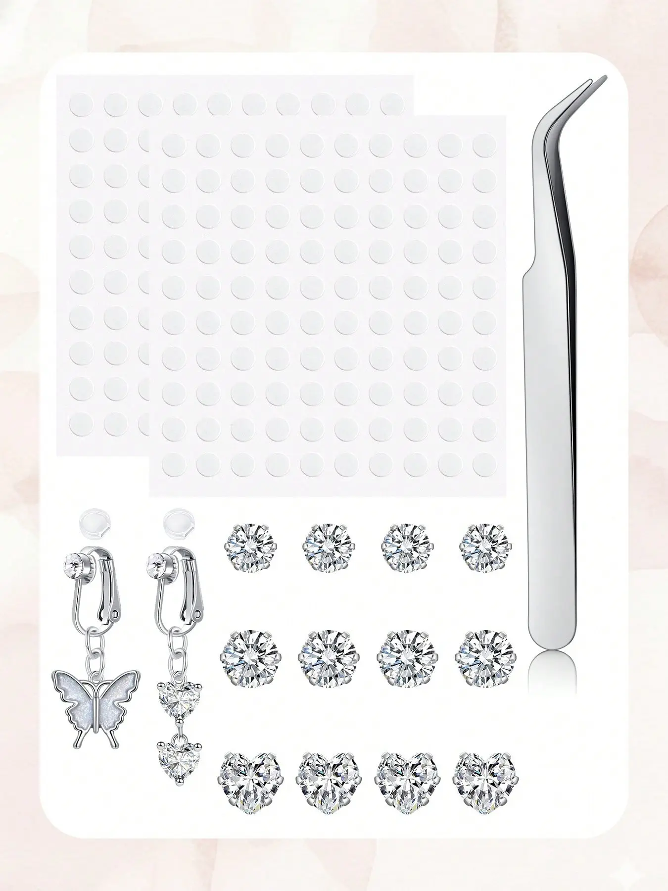 1 Set Heart Butterfly Clip On Belly Button Ring Stick On Belly Rings Non Piercing for Women Fake Body Jewelry Daily Music Festival Aesthetic Kawaii Girly Y2K Sweet Navel Ring