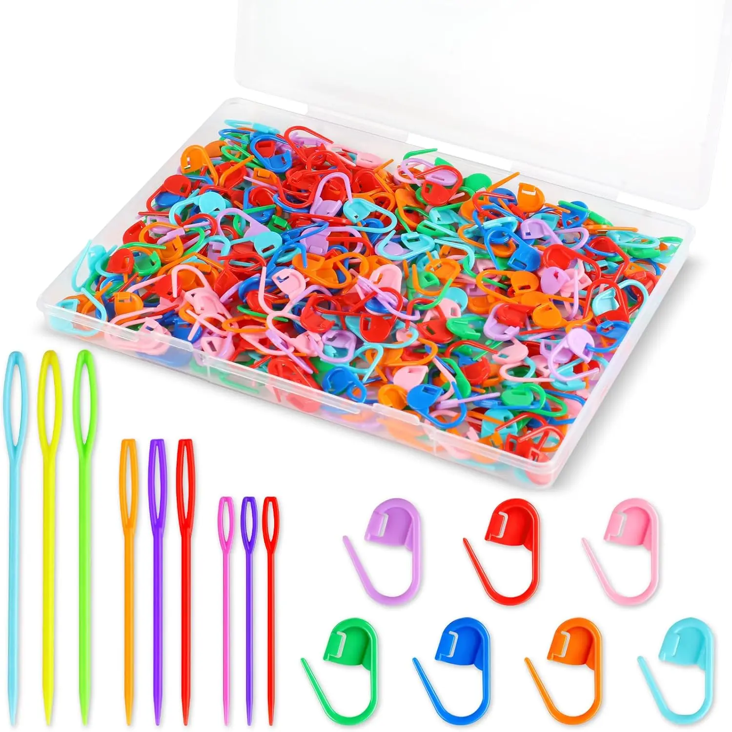 359 count Crochet Accessories Kit, 7 Color Knitting Locking  Markers with 9 Yarn ,  Markers for Crocheting, Plastic Safety Pins for DIY & Craft Sewing