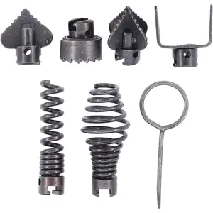 Drain Cleaner Combination  Heads Set,7PCS Drain Snake Drill Attachment 16mm Spring Pipe Dredging Tools Drain Snake Attachment for Pipeline Dredging Machine()