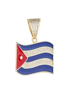 Cuban Flag Pendant with Rhinestones, Full Zircon Colorful Glaze, Ethnic Style Jewelry, Fashion Accessory for All Seasons