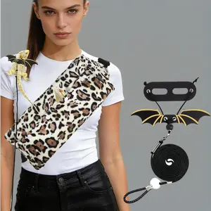 Bearded Dragon Leash and Carrier Sling, Super Soft Lizard Carrying Pouch, Adjustable Leather Wings Beardie Harness, Reptile Small Pet Snuggle Sling Bag Accessories for Outdoor Travel Walking Rest