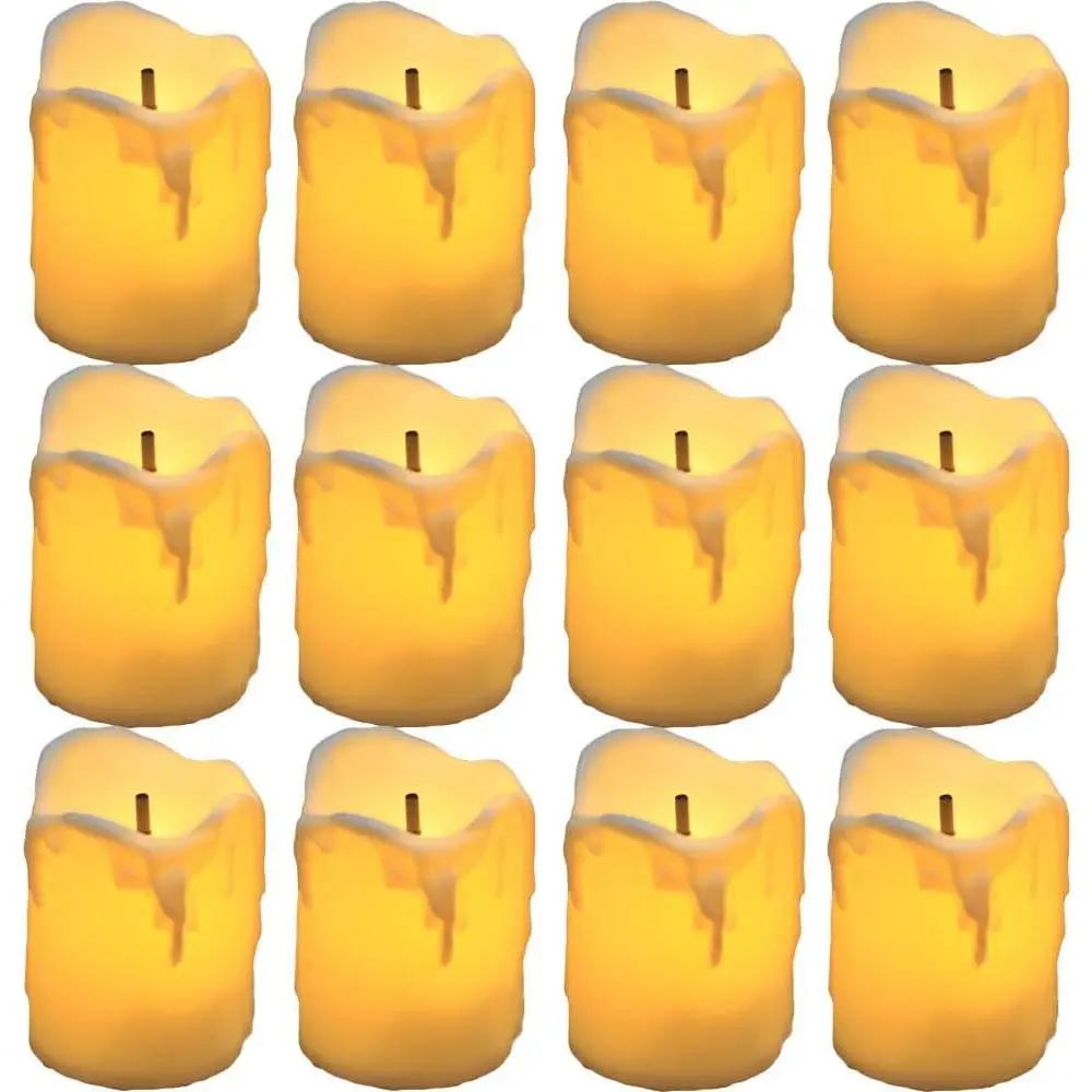Led Tea Lights Candles Battery Operated Candle LED Flameless Candle Drips Votive Candle Fake Candles Halloween Thanksgiving Christmas Decorations(1.5"x2" 12pack)