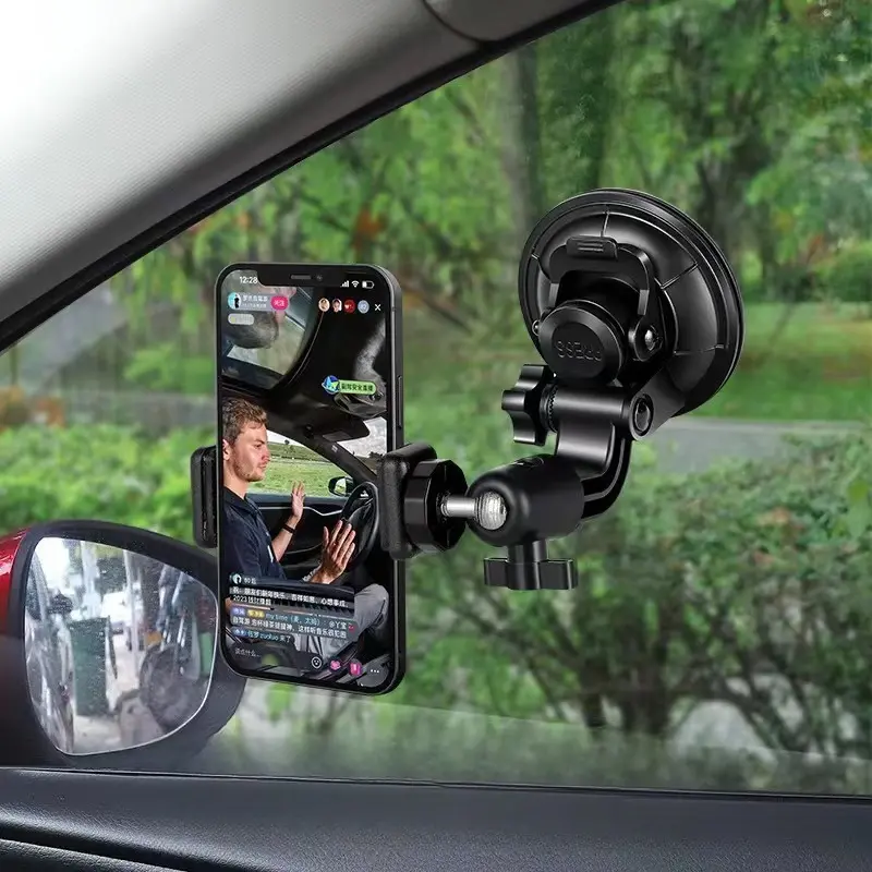 Suction Cup Car Phone Mount for Shooting, Heavy‑Duty Stable Vehicle Camera Holder, Multi‑Purpose Auto Support Stand, Secure Device Bracket for Video Recording Navigation Daily Car Travel Vlog Content Creation