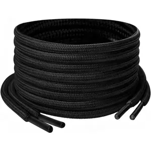 Round Sneaker Shoe Laces, 120cm/47inch, Polyester Material with Anti-Fray Tips, Versatile for Fashion and Crafts, BlackGift.
