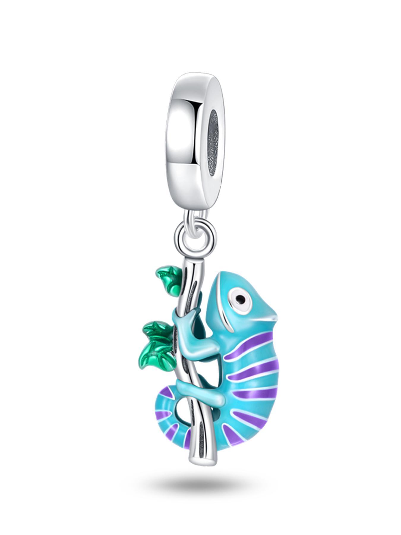 Colorful Chameleon Design Pendant Charm, Cute Animal Design Charm for Women & Girls, Fashion Accessories for Bracelet & Necklace Making