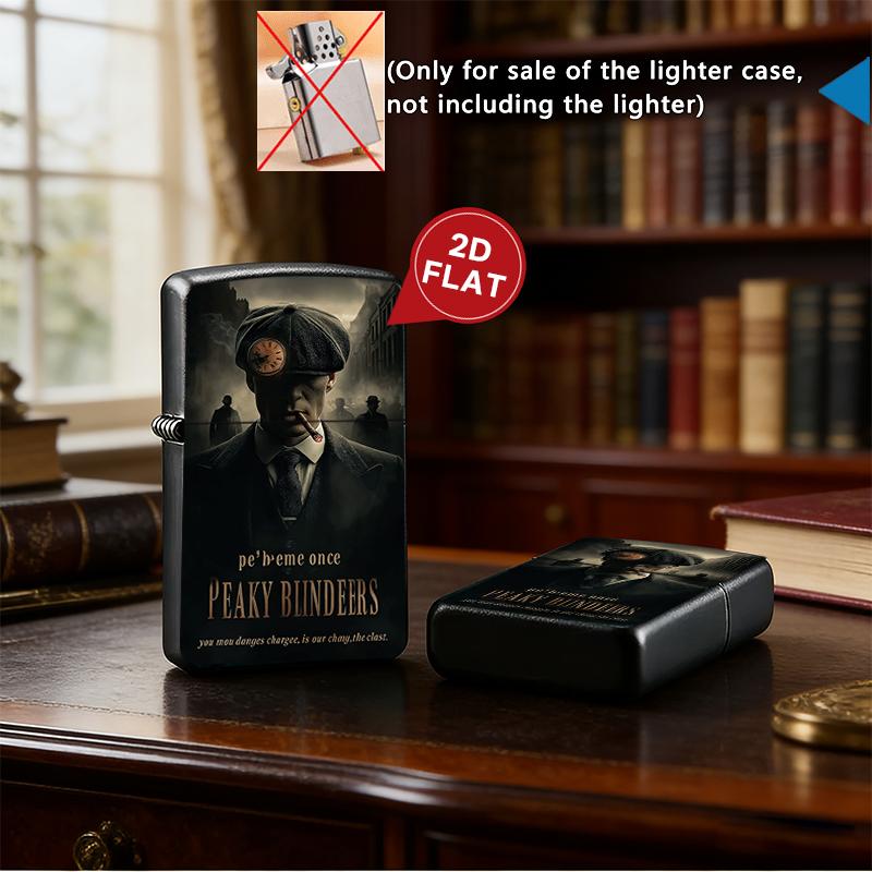 Vintage Peaky Blinders Tommy Shelby Cigarette Pack Case + Lighter Shell, Retro Birmingham Gang Print, Unique Gift for TV Series Fans