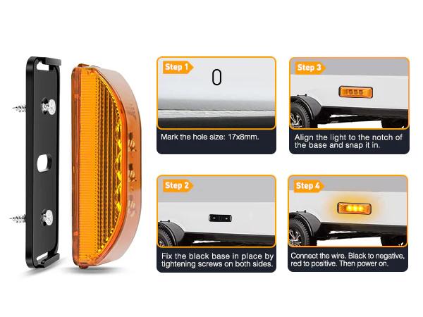 Nilight 3.9 Inch Amber Red LED Fender/Side Marker Light (2 Pairs)