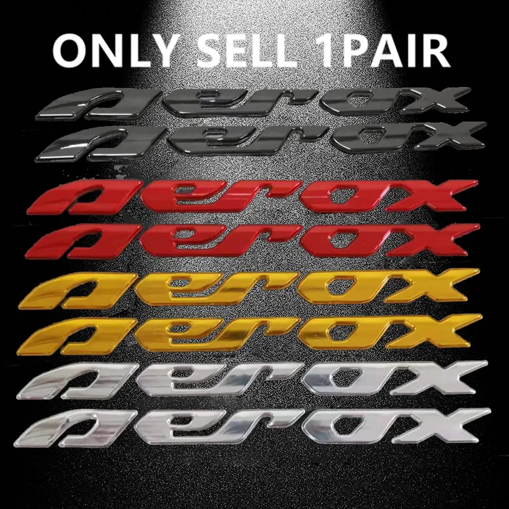 New 1pair 3D Aerox Letter Emblem Waterproof Badge Decal, Soft Sticker for Motorcycle Yamaha Aerox 155 V1 V2, Tank Wheel Decor