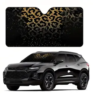 1pc, Leopard Print Car Windshield Sunshade, Car Window Shade, with Golden-accented Printed Pattern, UV Protection, Stylish Design, Easy to Install, Foldable for Convenient Storage, Keeps Your Vehicle Cool, Ideal for Cars, SUVs, and Trucks