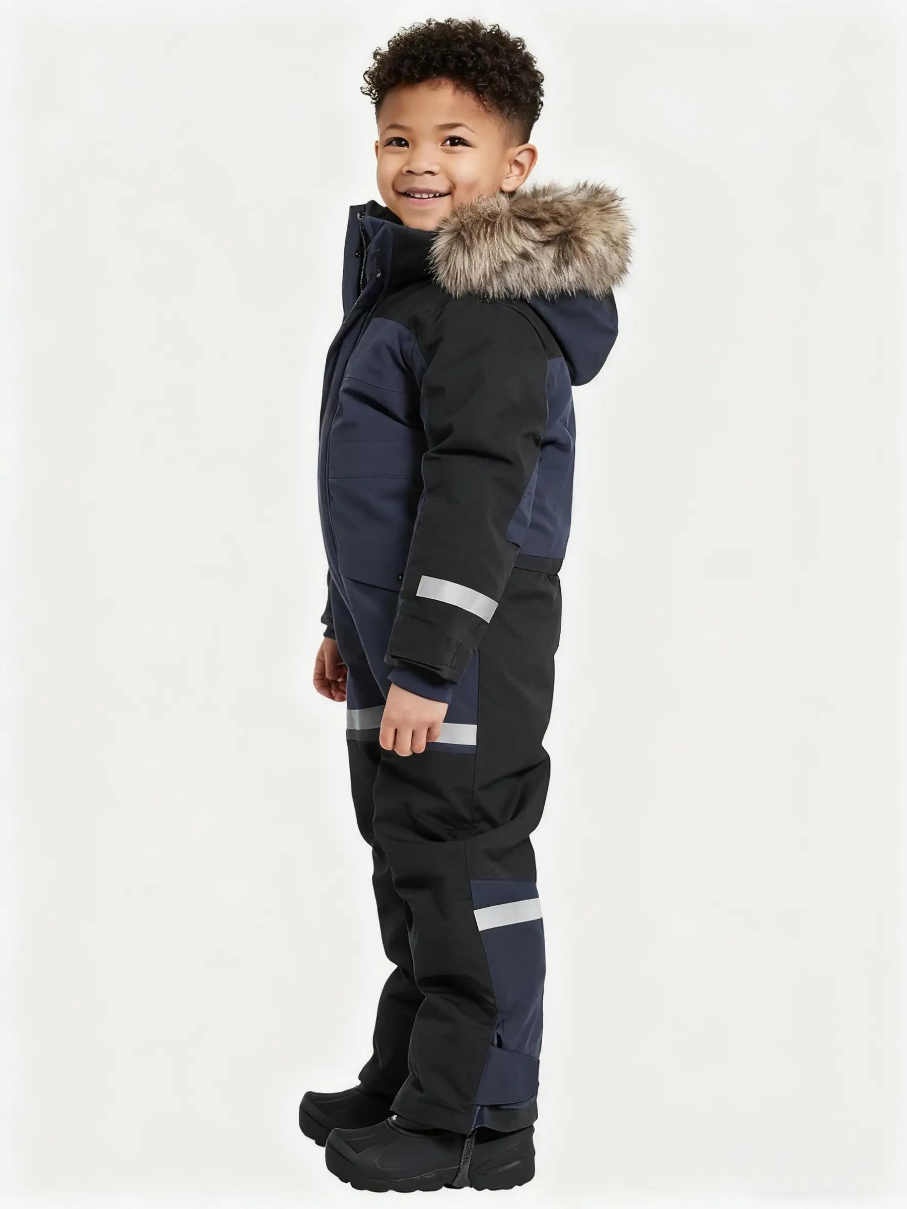 (New)[Windproof Snowsuit] Kids' Winter Ski Jumpsuit, Windproof Loose-Fit Snowsuit with Zipper Design 3-14 Years Old Boys and Girls Outdoor Warmth waterproof warm