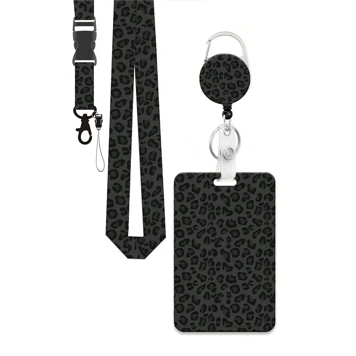 Cool Wind Leopard Print Teacher ID Badge Holder Set, Id Badge Holder With Lanyard, Nurse Badge Reel, Retractable Lanyard, Removable Card Case, Suitable for Nurses, Schools, Social Workers