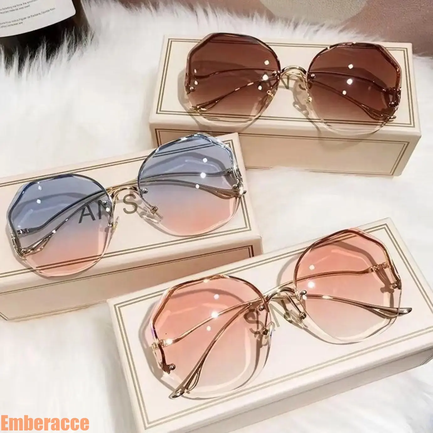 3-Pack Women's Oversized Polarized Sunglasses, Vintage Semi-Rimless Metal Frame Shades with UV400 Protection, Lightweight Durable Eyewear for Driving, Beach Trips, Outdoor Activities and Daily Fashion Wear
