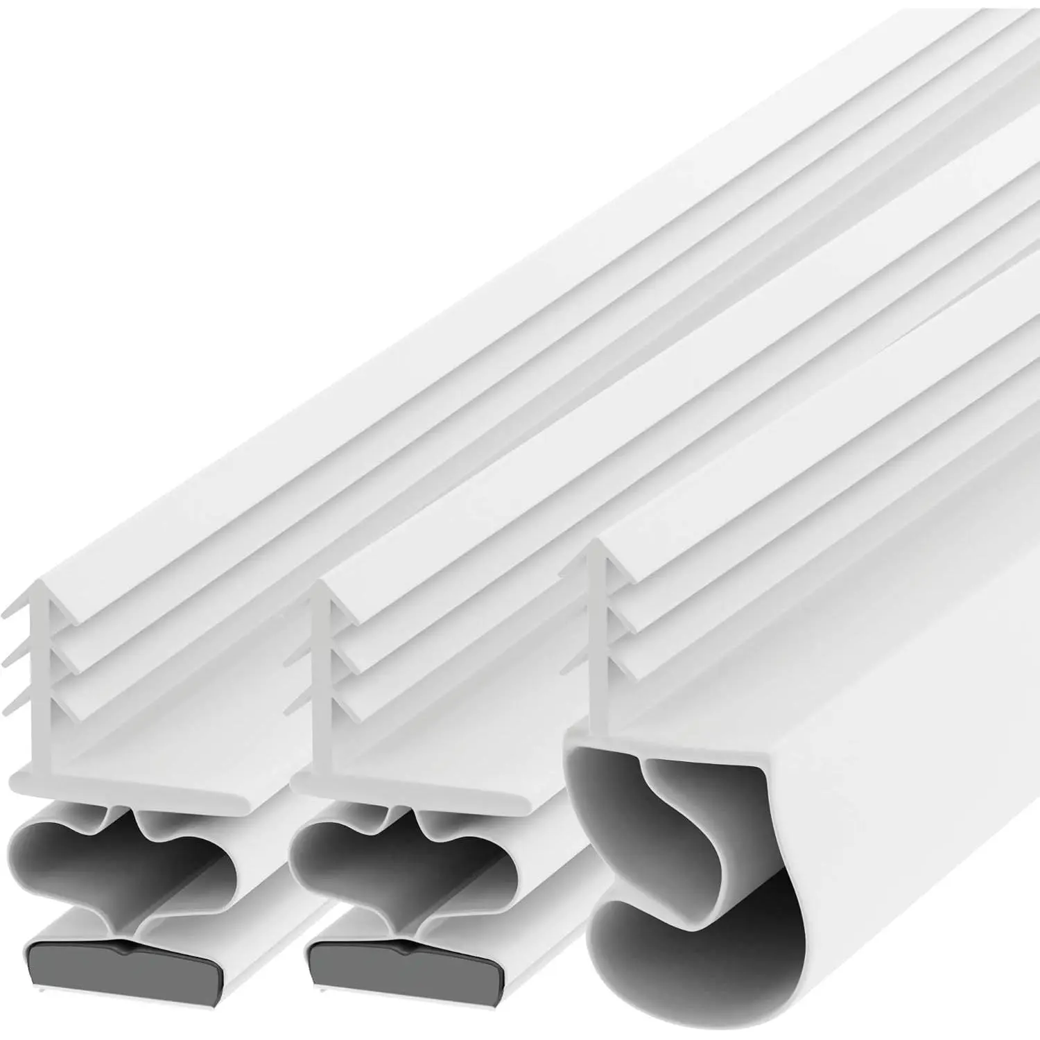 TMH Metal Door Weather Stripping - Synthetic Trimmable Kerf Seal Kit, Full Set 36x84" White Door Seal