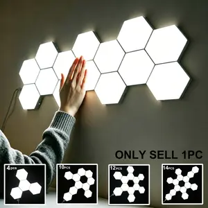 Hexagon LED Wall Lights Modular Touch Control Night Light Dimmable Splicing Lamp for Game Room Bedroom Home Decor Christmas Birthday Holiday Decoration Lights Led Adjustable Lighting