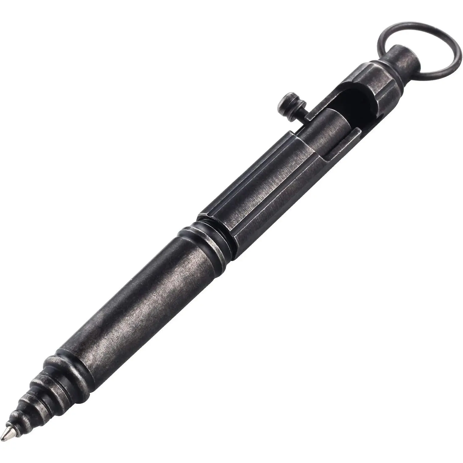 316 Steel CNC Machined Heavyweight Retractable Bolt Action Pen, Black Refillable Office Writing Tool for Signatures, Daily Carry, Tremor Users