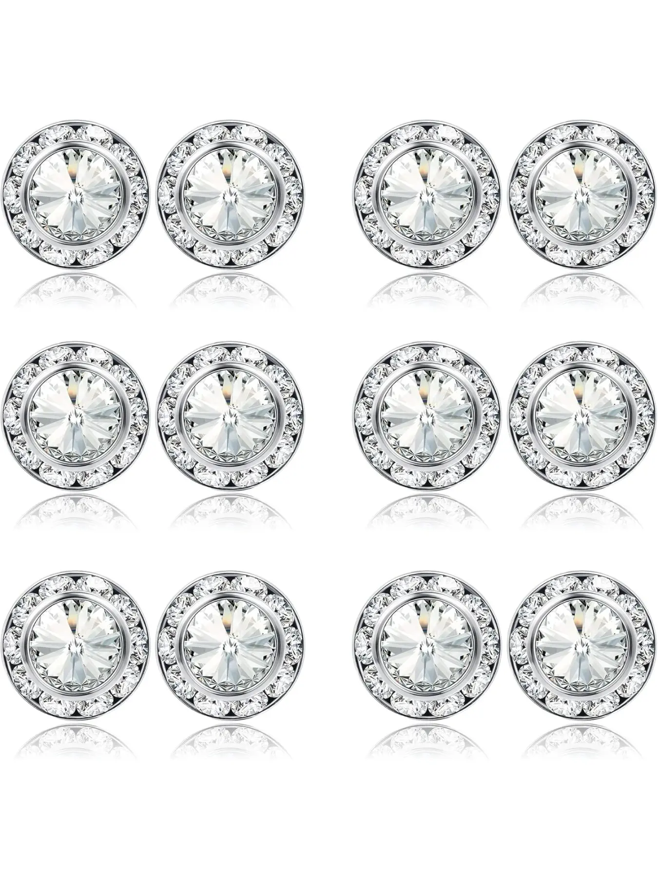 Rhinestone Earrings Round Shaped Acrylic Stone Inside Crystal Halo Stud Earrings for Dance Competitions Stage Opera Performance Wedding Party Earrings Jewelry 15mm