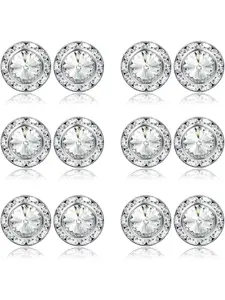 Rhinestone Earrings Round Shaped Acrylic Stone Inside Crystal Halo Stud Earrings for Dance Competitions Stage Opera Performance Wedding Party Earrings Jewelry 15mm
