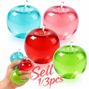 Fruit Apple Squeeze Toy - 4 Colors Slow Rebound Stress Relief, Soft Q-Press Fidget Toy, Kids Anxiety Relief, Sensory Toys for Party, Office, Travel