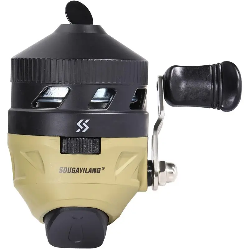 Outdoor sport Sougayilang Spincast Fishing Reel,High Speed 3.9:1 Gear Ratio,Trouble-Free Push-Button Bait Casting Design and Reversible Handle for Left/Right Retrieve,Pre-Spooled with Monofilament Line