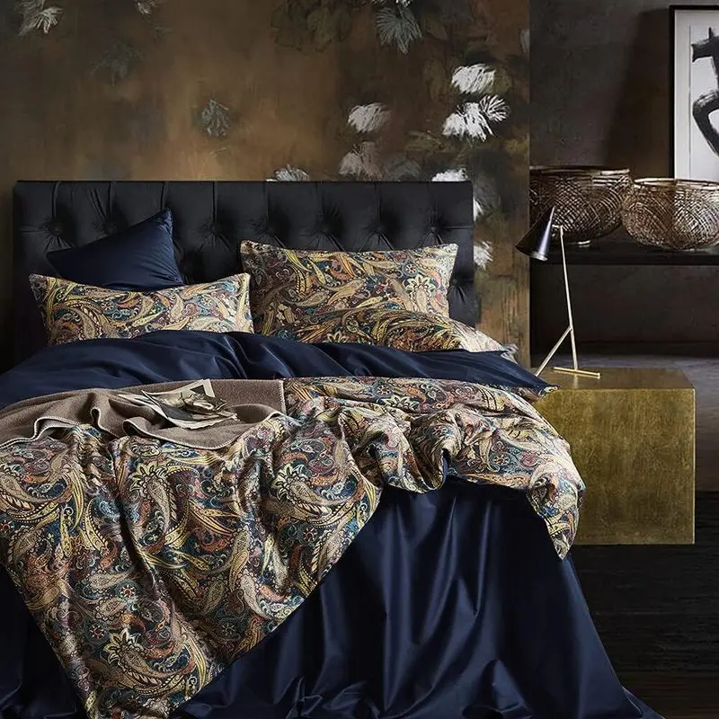 Queen Size 3-Piece Duvet Cover Set, 100% Polyester Breathable Soft Bedding with Boho Floral-Paisley-Vintage Leaf Print, Pillowcases, Bohemian Bedroom Decor