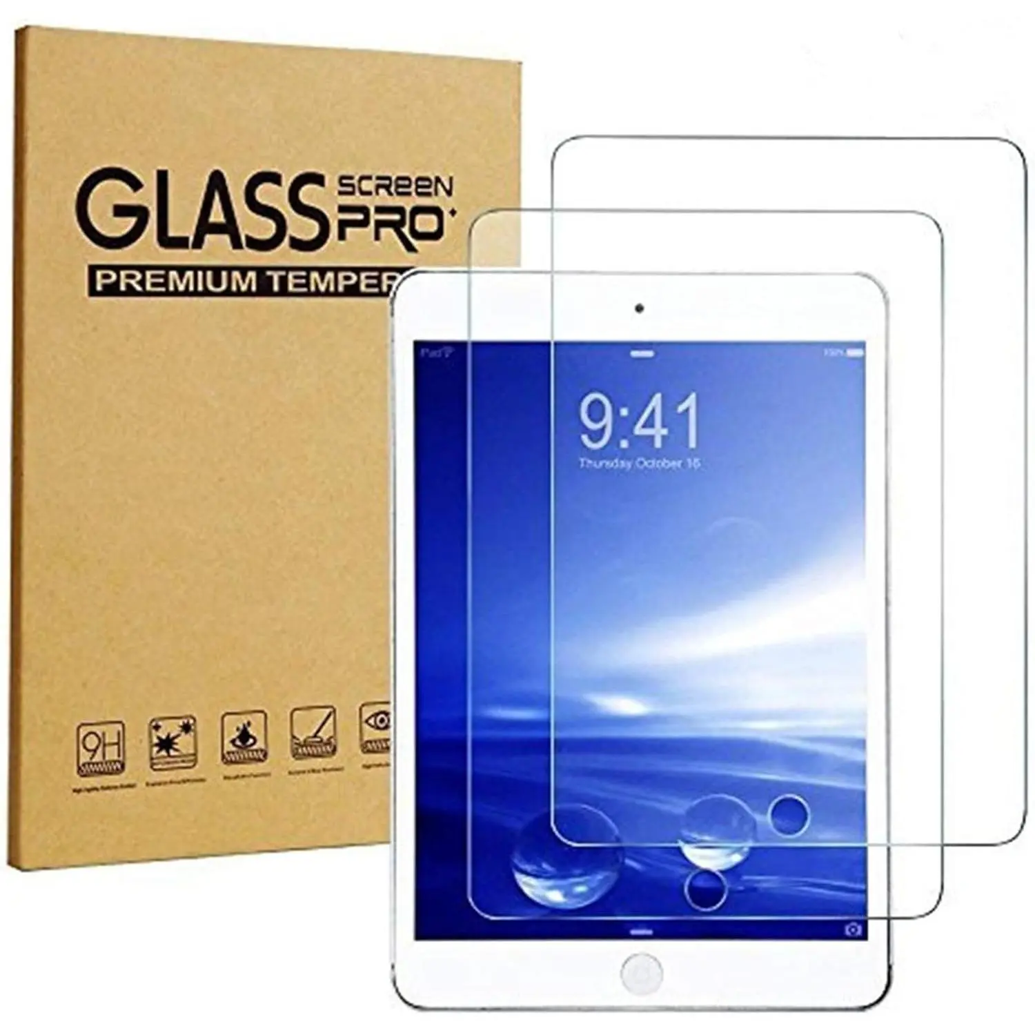 2 PACK Screen Protector for iPad 9th 8th 7th Generation, 10.2 Inch Tempered Glass Film Screen Cover for iPad 9 8 7 (2021/2020/2019), Compatible with  Pencil