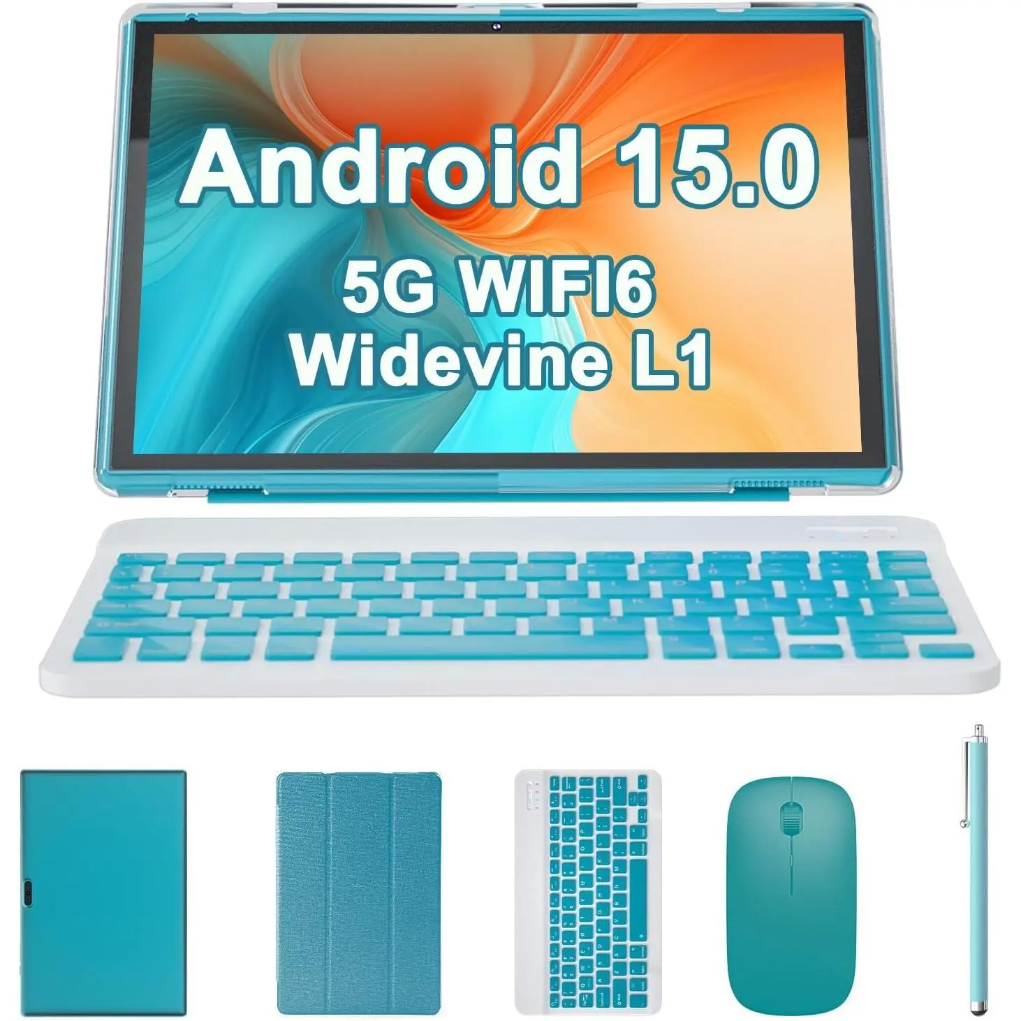 2 in 1 Tablet with Keyboard Case Moe Styl, 10 inch Tablet Android 15 Tablets PC, 8GB RAM+32GB ROM Support 1TB Expandable, 6000mAh Battery IPS 10.1" Tab 2MP+8MP Dual Camera WiFi-6 Bluetooth Tableta