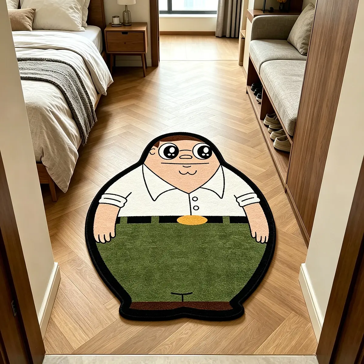 Cartoon Character Shaped Rug, Creative Room Mat, Fun Boys' Bedroom Bedside Plush Foot Pad, Suitable for Living Room and Entertainment Area, Home Decor Rug, Contemporary Decorative Rug