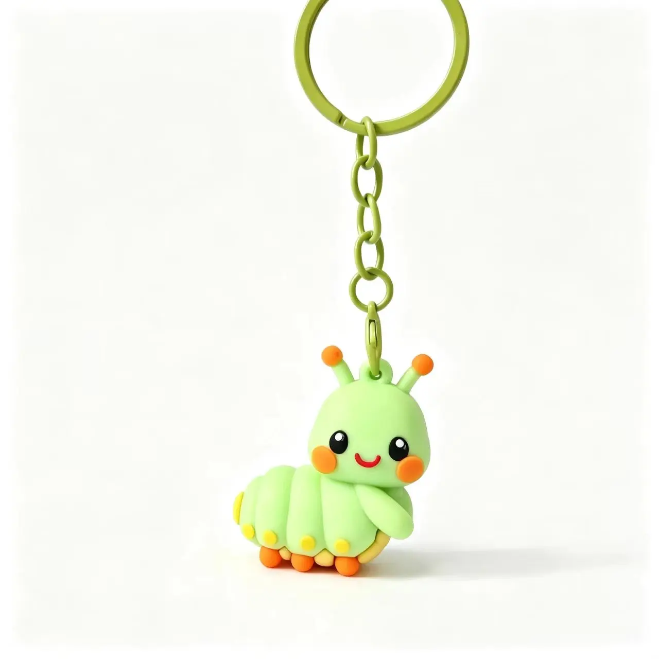 1Pcs Cute 3D Caterpillar Keychain, Kawaii Soft PVC Worm Pendant, Multi-scene Decor Charm, Small Gift for Women & Girls, Fits Backpack, Car Keys