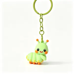 1Pcs Cute 3D Caterpillar Keychain, Kawaii Soft PVC Worm Pendant, Multi-scene Decor Charm, Small Gift for Women & Girls, Fits Backpack, Car Keys