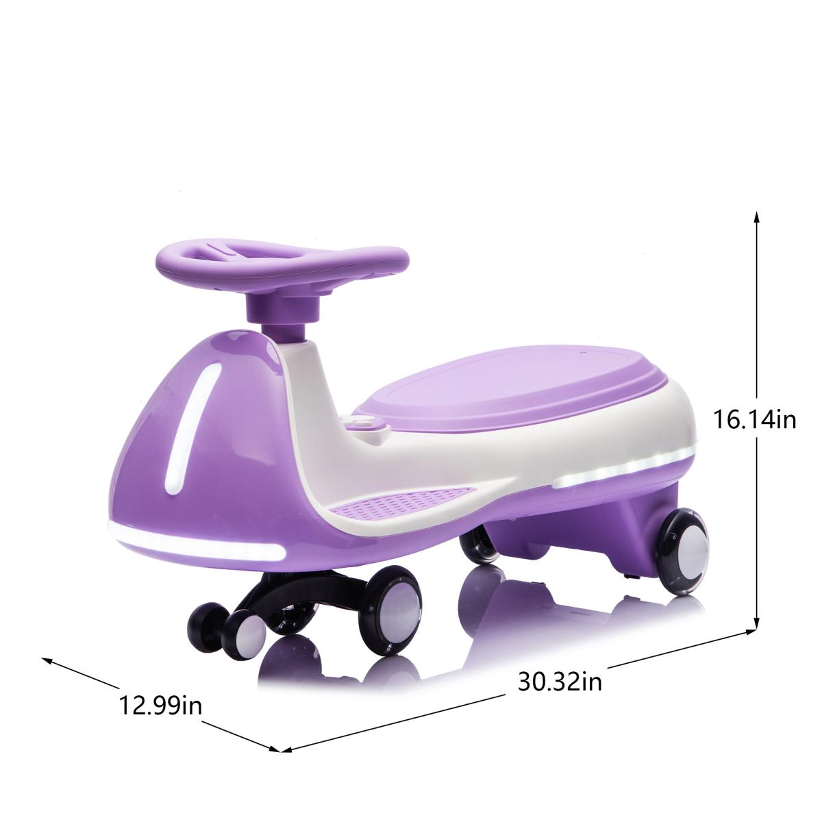 12V Kids ride on Electric Wiggle Car W/2-in-1 Smart Design,Controllable LED Lights,Flashing PU Wheels&Wide front auxiliary wheels,Triangular Stability Frame,5MPH Max Speed,Bluetooth Music,for kids 3-8