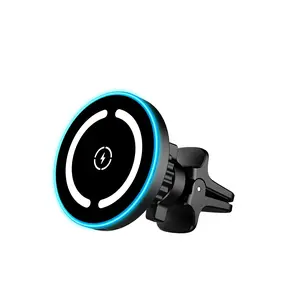 15w Magsafe Smartphone Car Charger, Magnetic Phone Holder, Dashboard Wireless Charging for iPhone 17 Pro Max 16 15 14 13 12, Ambient Light, Men's Gift