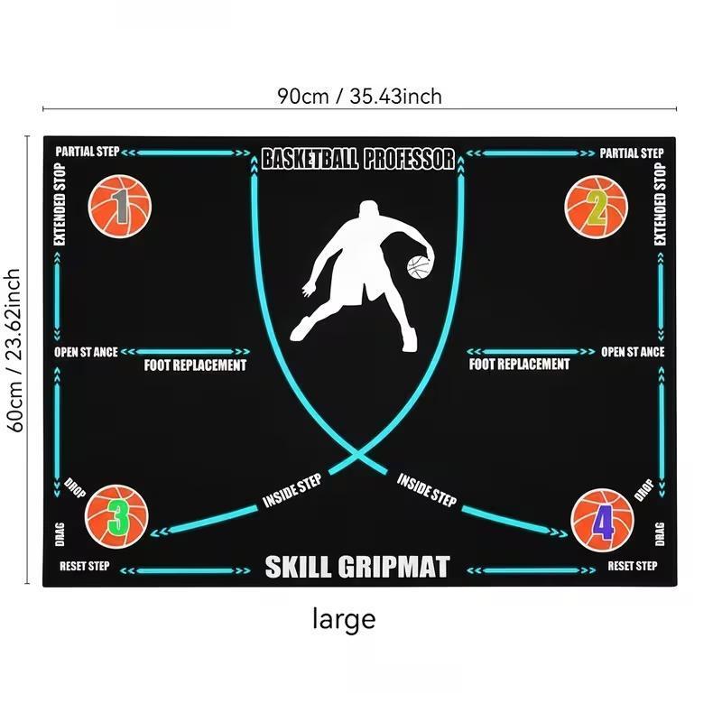1pc Basketball Footwork Training Mat, Indoor Ball Handling Assist Soundproof Mat Anti Slip Rubber Fitness Exercise Pad Durable Indoor Shooting Training Tool