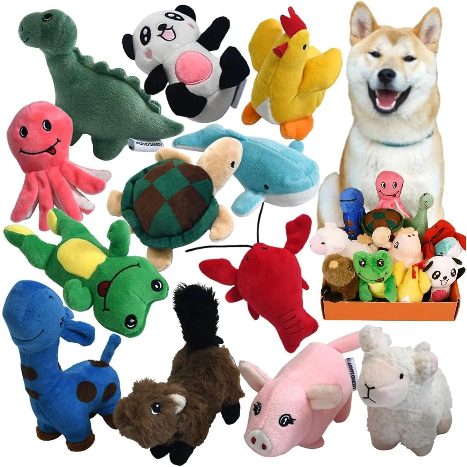 Plush Dog Toy Pack for Puppy, Small Stuffed Puppy Chew Toys 12 Dog Toys Bulk with Squeakers, Cute Soft Pet Toy for Small Medium Size Dogs